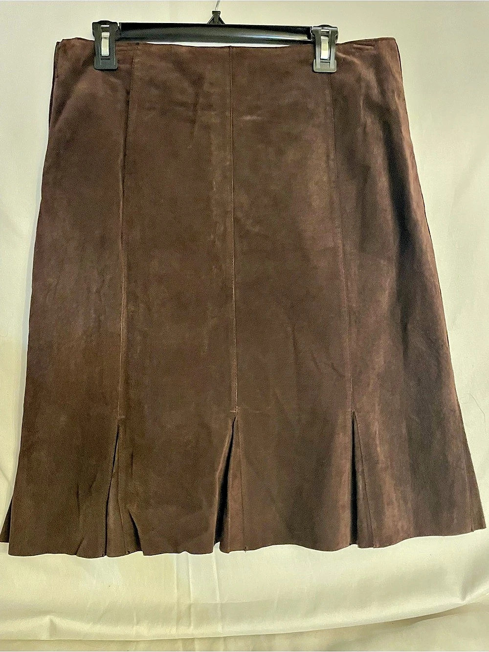 Karen Kane Leather Pleated A-Line Skirt in Brown Size 10